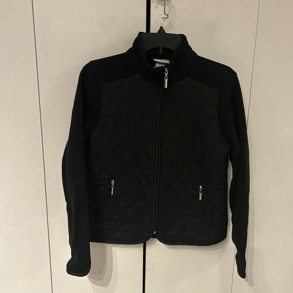 Mandarin Blue Elegant Black Women's Quilted Jacket